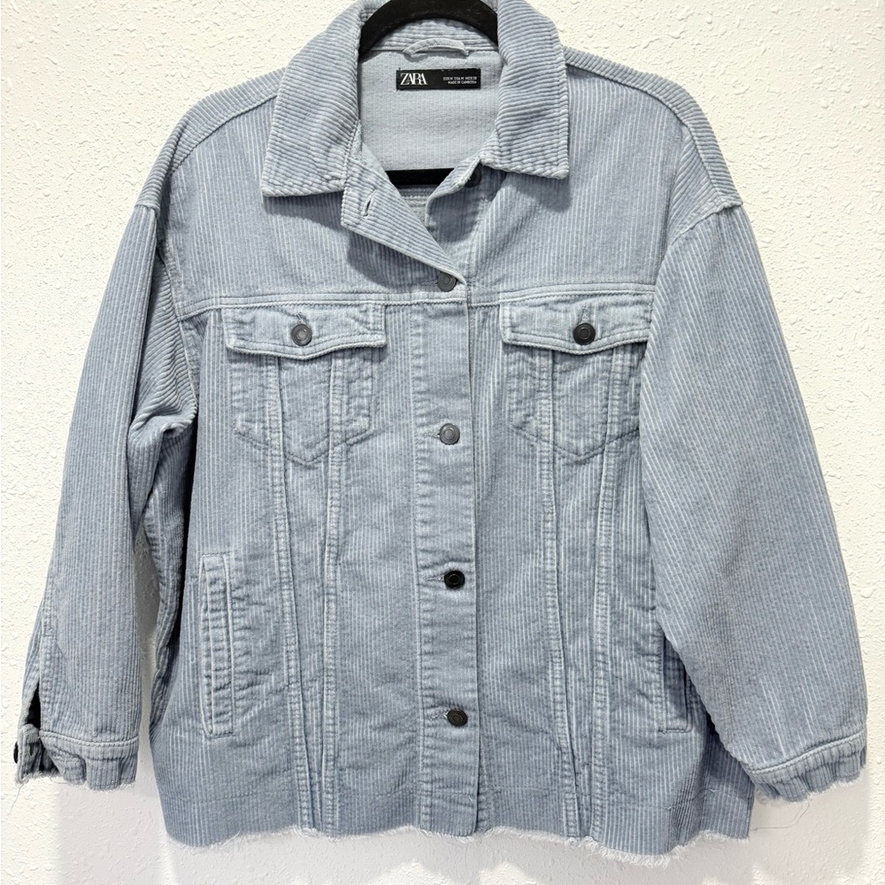 Zara Women's Light Gray Corduroy Jacket M‎